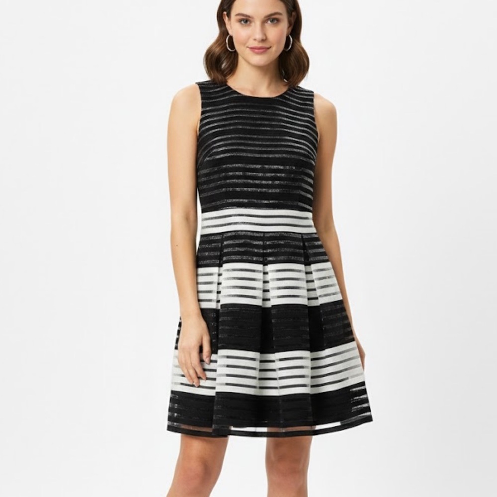 Sugar Black and White Striped Mini Dress